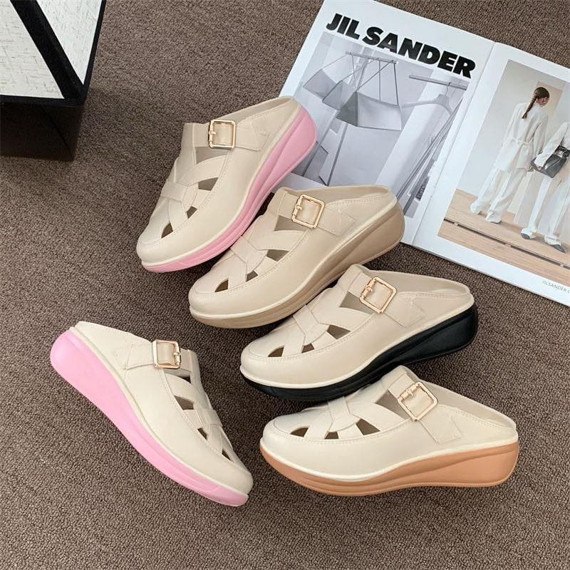 Bulksuki Wholesale 2024 summer wedge roman style slider slip on rubber sandals for women