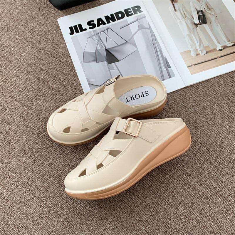Bulksuki Wholesale 2024 summer wedge roman style slider slip on rubber sandals for women - Image 2