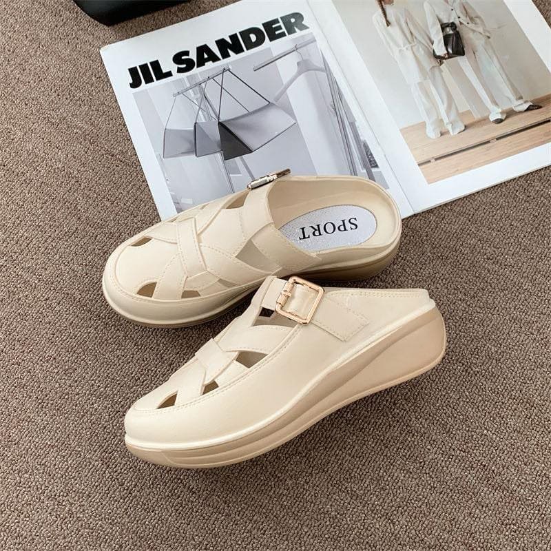 Bulksuki Wholesale 2024 summer wedge roman style slider slip on rubber sandals for women - Image 4