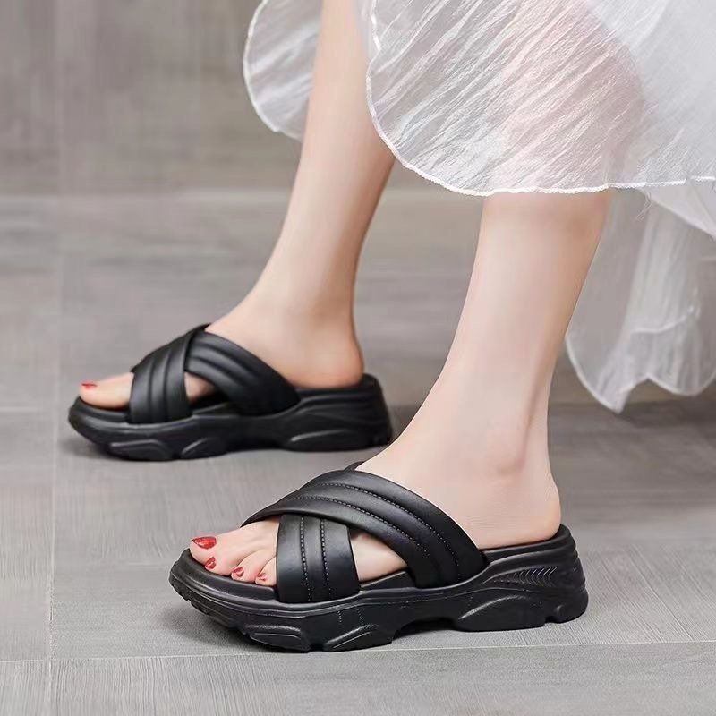 Bulksuki Wholesale No brand new summer thick-soled slippers for women casual lightweight cross-strap beach sandals#9968 - Image 4